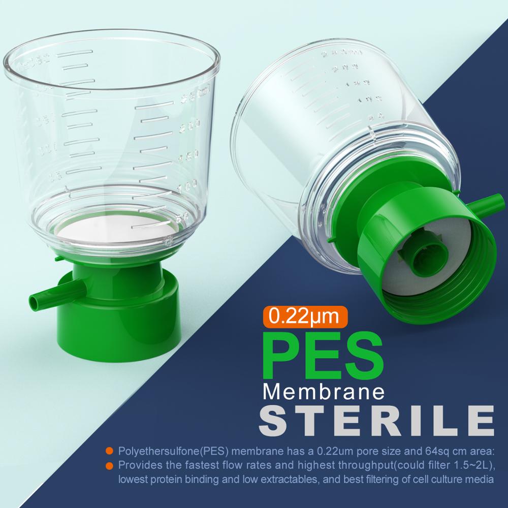 Sterile Bottle Top Vacuum Filtration with 0.22/0.45μm PES Membrane for Lab, 250ml Funnel + 250ml Receiver Lot of 12pcs - Scienmart