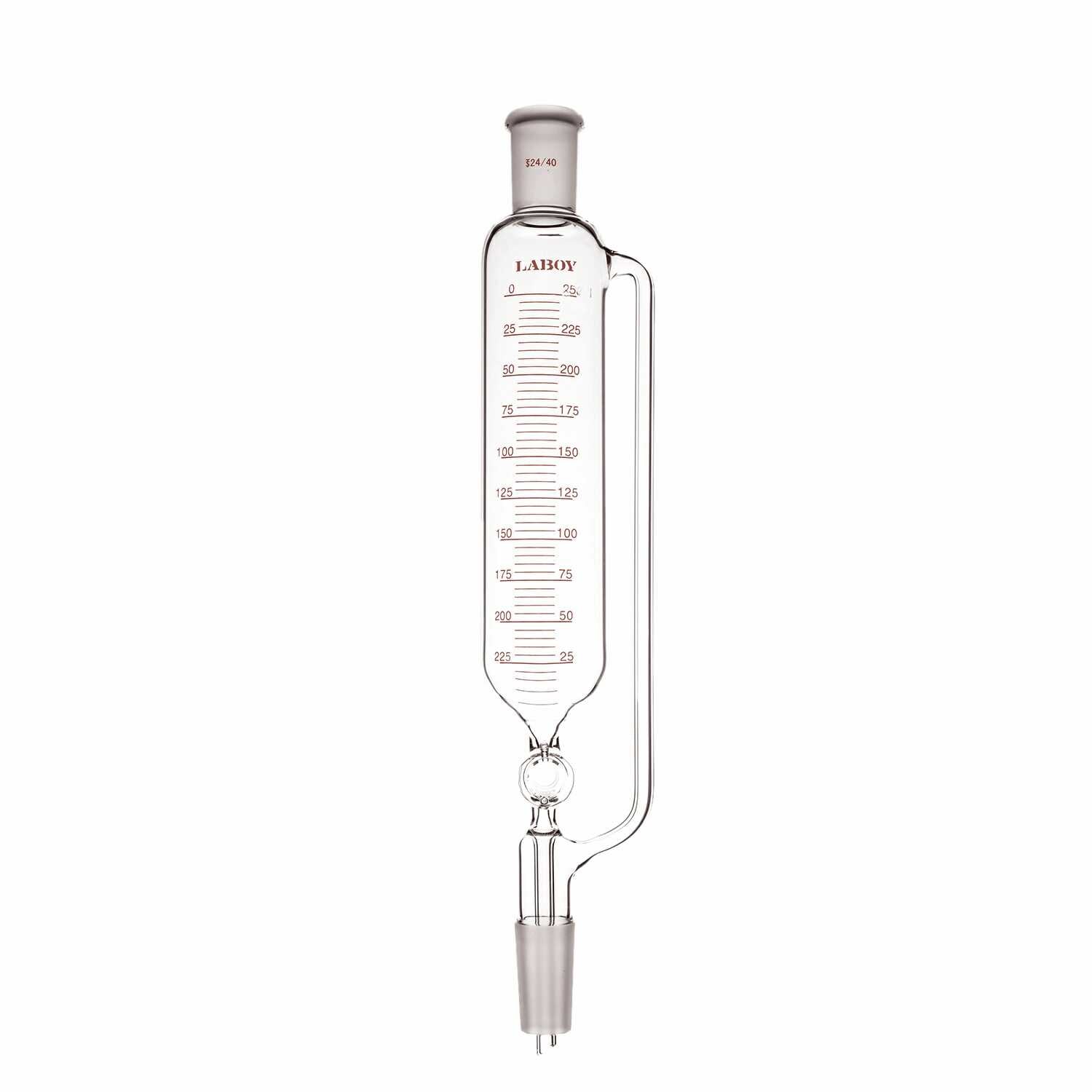 Laboy Glass Pressure-Equalizing Dropping Funnel with PTFE Stopcock and Standard Taper Joints