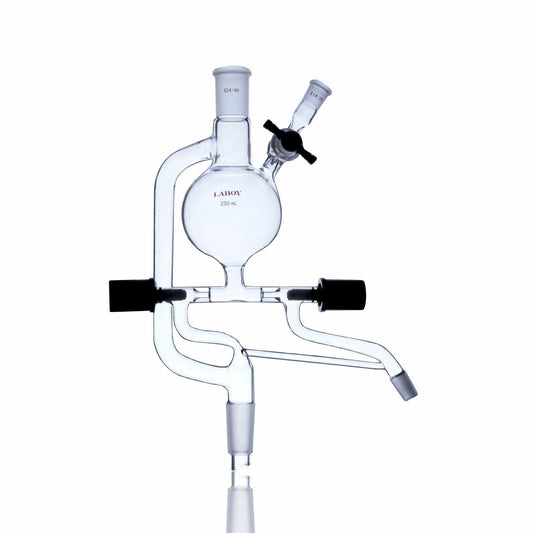 Solvent Still Head 250mL With 24/40 Joints And Two High Vacuum Valves