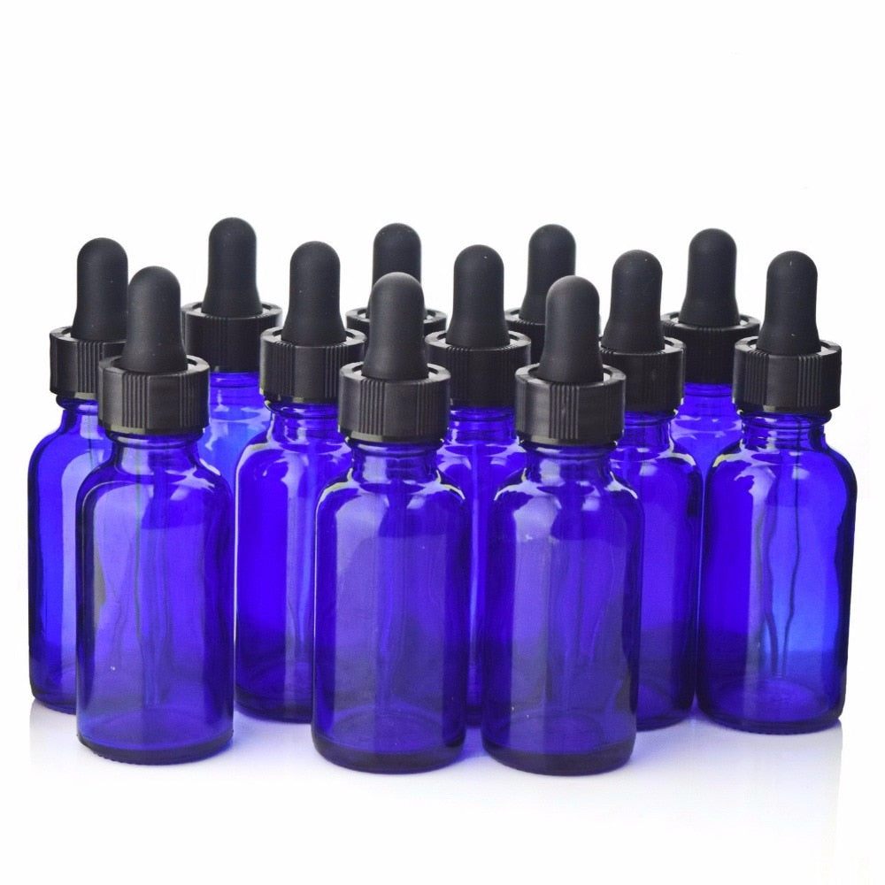 12pcs 30ml Blue Glass Pipette Bottle With Eye Dropper Dispenser for Essential Oils Aromatherapy Chemistry Lab Chemicals 1oz - Scienmart