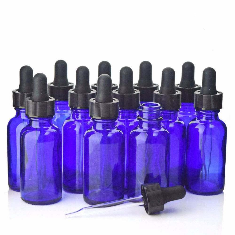 12pcs 30ml Blue Glass Pipette Bottle With Eye Dropper Dispenser for Essential Oils Aromatherapy Chemistry Lab Chemicals 1oz - Scienmart